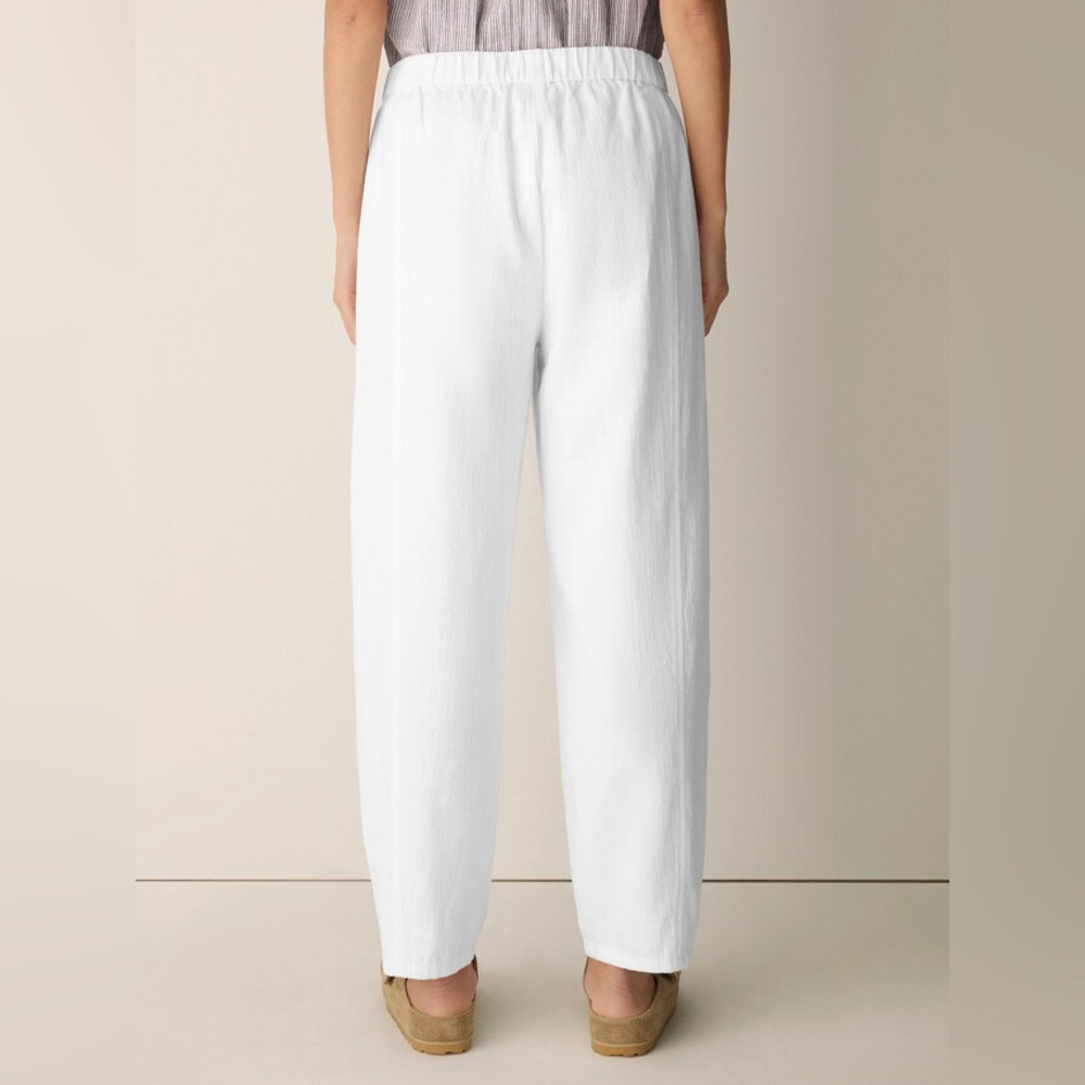 NWT Eileen Fisher Slubby Organic Cotton Linen Lantern Pant in White - Picture 5 of 12